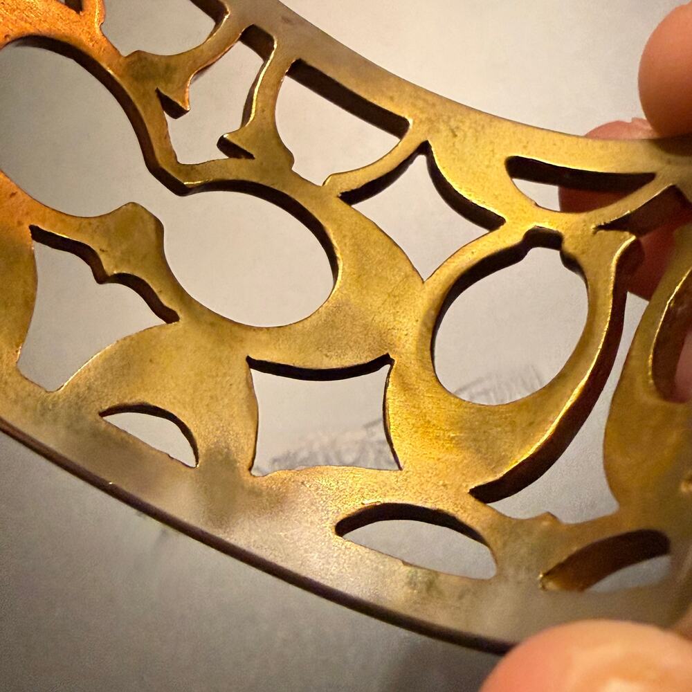 Vintage COACH Gold Tone Signature “C” Logo Cuff Bracelet - Picture 8 of 8